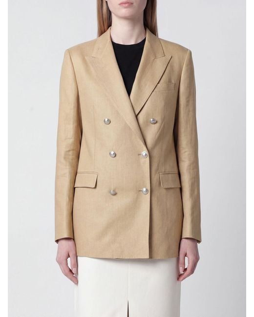 Tagliatore Natural 100% Linen Double-Breasted Blazer With Back Vent