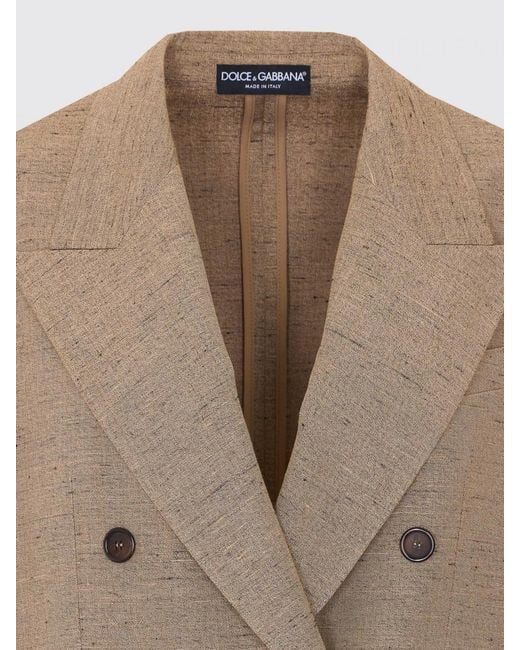 Dolce & Gabbana Natural Dolce &Amp Gabbana Double-Breasted Tweed Blazer