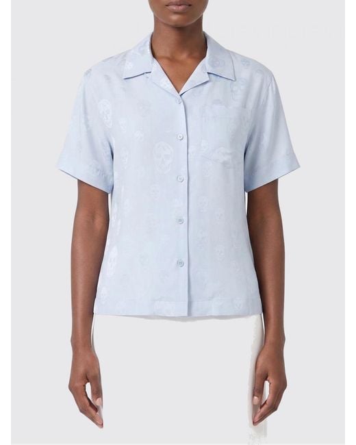 McQueen White Viscose Shirt With Skull Print