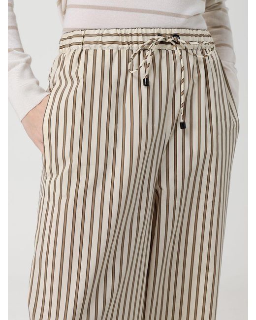 Max Mara Natural Striped Cotton And Silk Palazzo Trousers