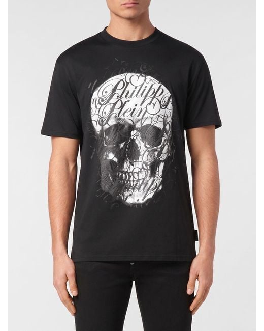 Philipp Plein Black Skull Cotton T-Shirt for men