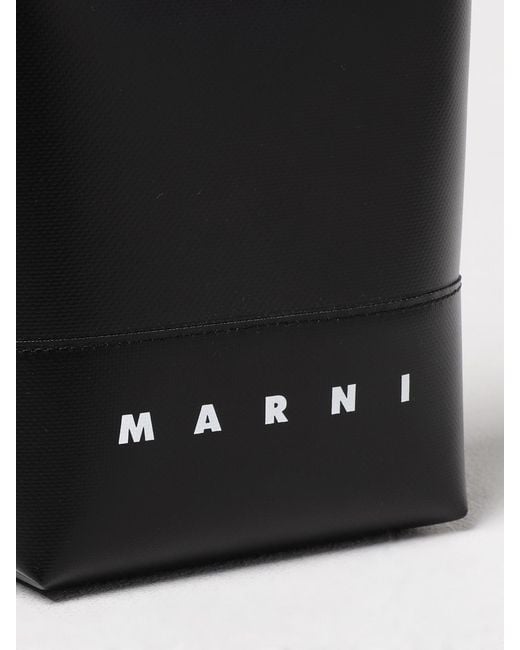 Marni Black Tarpaulin Canvas Bag With Logo Print for men