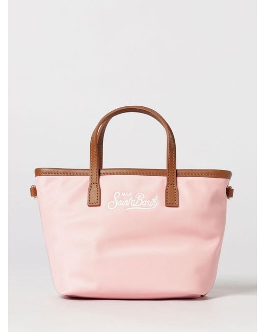 Mc2 Saint Barth Pink Nylon Bag With Embroidered Logo