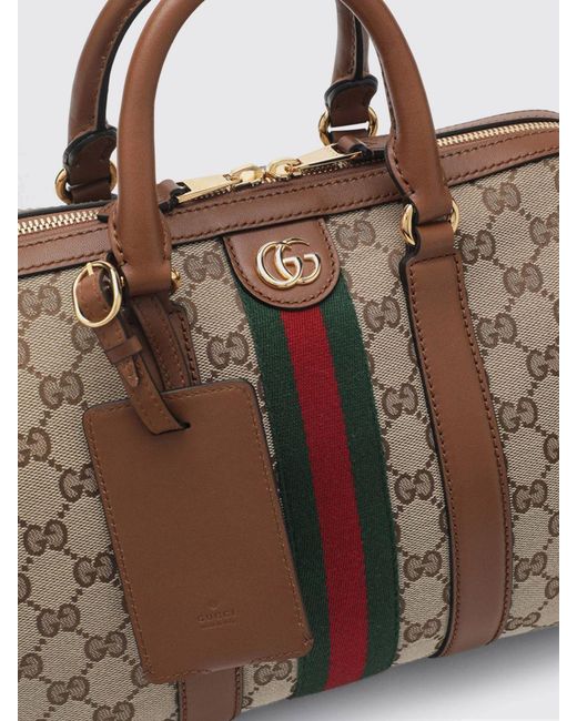 Gucci Brown Ophidia Gg Jacquard Monogram Canvas Top Handle Bag