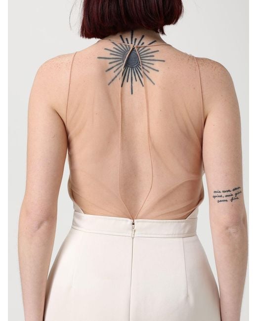 Elisabetta Franchi Natural Duchesse Dress With Crop Jacket