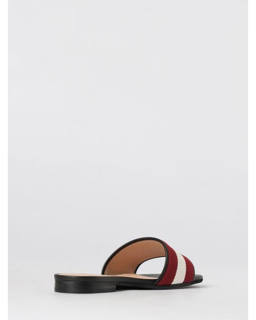 Bally White Bicolor Striped Leather And Canvas Slippers