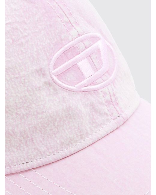 DIESEL Pink Recycled Nylon Baseball Cap With Embroidered Oval D Logo