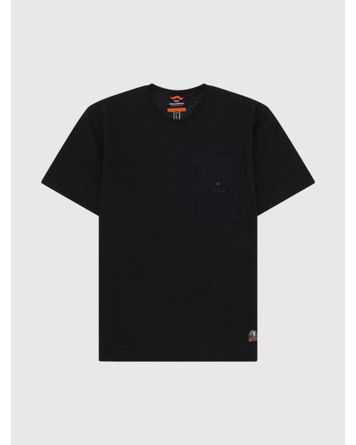 Parajumpers Black Crew Neck Cotton T-Shirt With Chest Patch Pocket for men