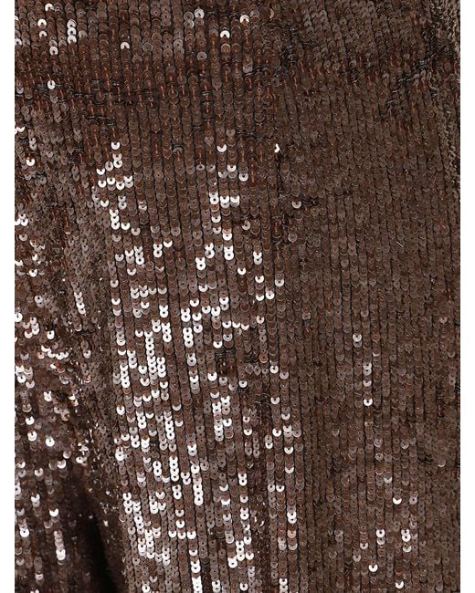P.A.R.O.S.H. Brown P.A.R.O.S.H. High-Waisted Sequin-Embellished Palazzo Trousers