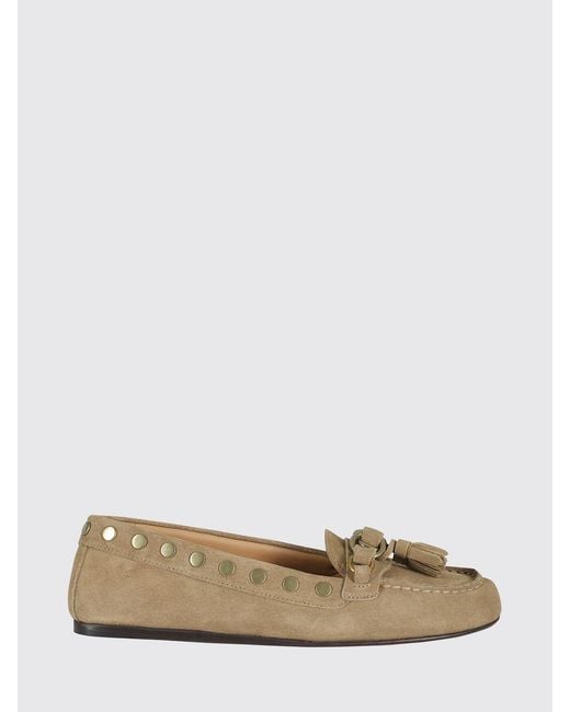 Isabel Marant Natural Faxel Suede Loafers With Studs