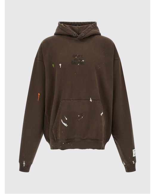 GALLERY DEPT. Brown Oversized Abstract Print Cotton Hoodie for men