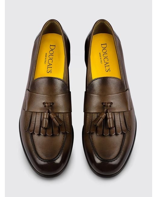 Doucal's White Leather Loafers for men