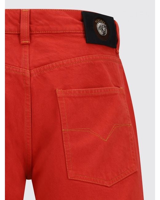 Versace Red Denim Straight Jeans for men