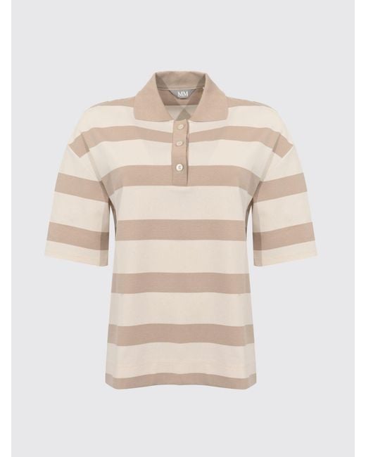 Max Mara White Striped Cotton Polo Shirt