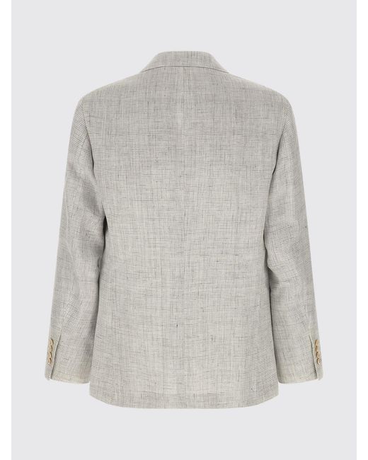Brunello Cucinelli Gray Linen Single-Breasted Blazer for men