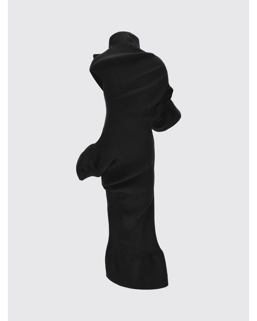 Issey Miyake Black Asymmetrical One-Shoulder Long Jersey Dress