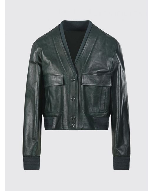 Gucci Blue Slim Fit Cropped Calfskin Leather Bomber Jacket With Elasticated Trim