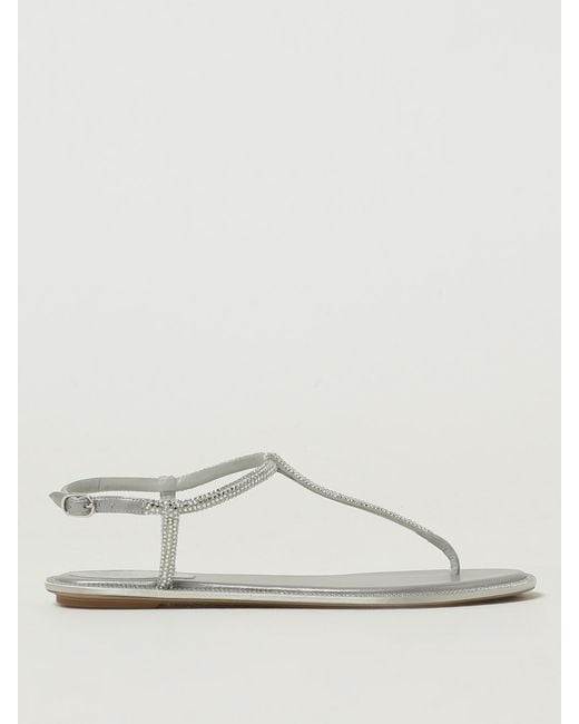 Rene Caovilla Natural Crystalembellished Flat Sandals