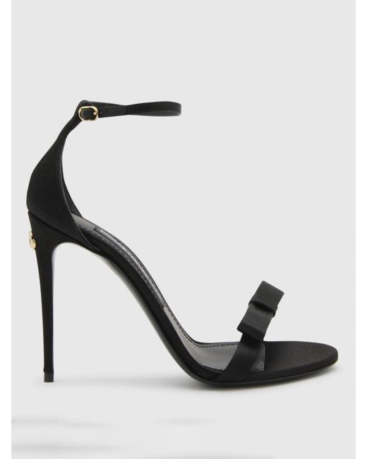Sandalo in raso con fiocco di Dolce & Gabbana in Black
