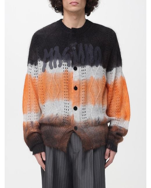 Magliano Gray Striped Mohair Wool Blend Cardigan for men