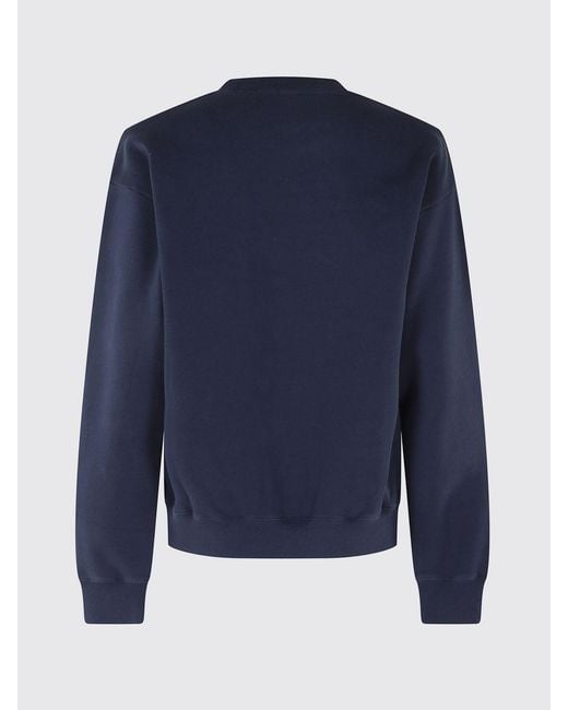 Sporty & Rich Blue Sporty &Amp Rich Varsity Crest Essential Crewneck Cotton Sweatshirt