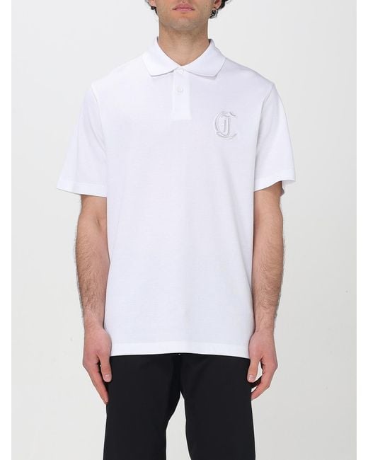 Just Cavalli White Embroidered Polo Shirt for men