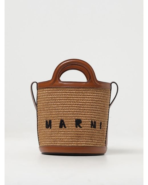 Marni Brown Marni Woven Raffia Shoulder Bag