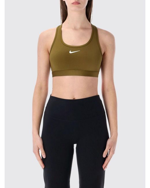 Nike Black Swoosh Stretch Technical Fabric Cropped Top