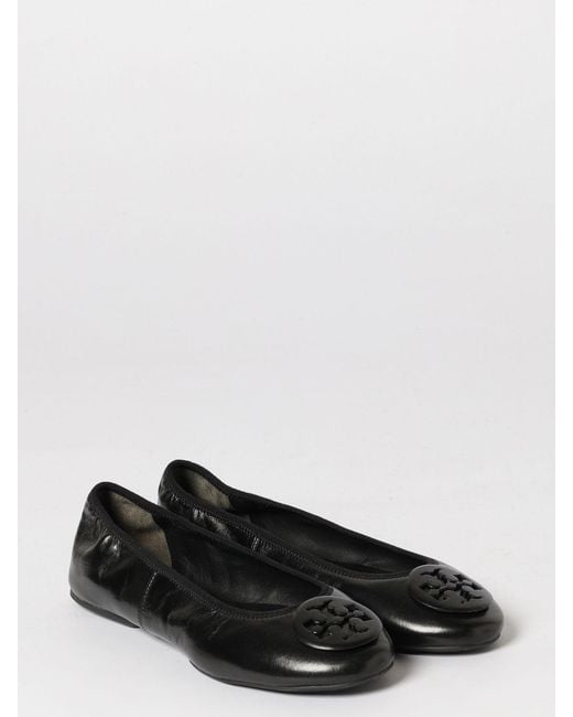 Tory Burch White Reva Leather Travel Ballerinas