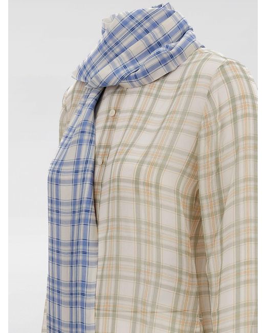 Acne Blue Check Silk Blouse