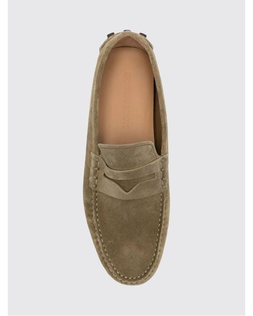 Emporio Armani Brown Suede Calfskin Driver Loafers With Embossed Logo for men
