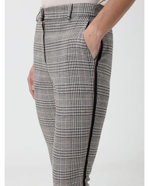 Hanita Gray Prince Of Wales Cropped Slim Fit Jersey Trousers