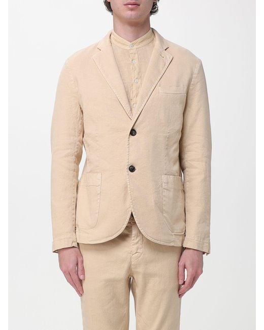 Mason's Natural Single Breasted Cotton And Linen Blazer for men