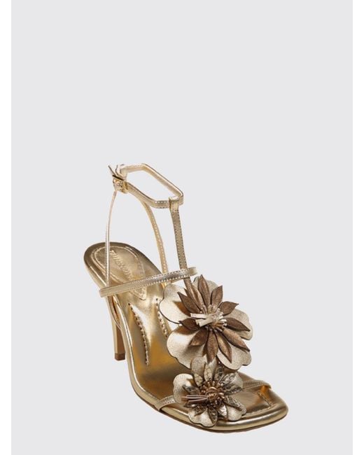 Zimmermann Natural Belara Laminated Leather Sandal With Applied Flowers