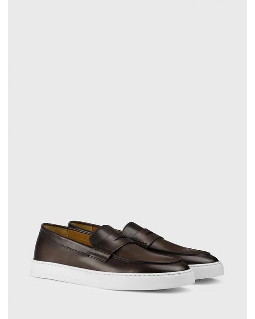 Doucal's White Leather Loafers for men