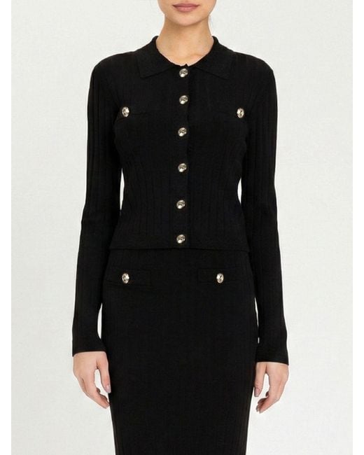 Twinset Black Viscose Knit Polo Shirt