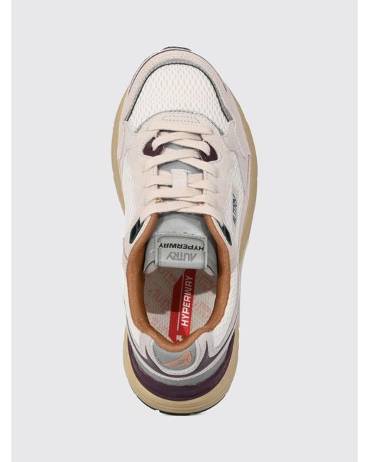 Autry White Hyperway Two-Tone Leather And Mesh Sneakers With Cut-Out Logo