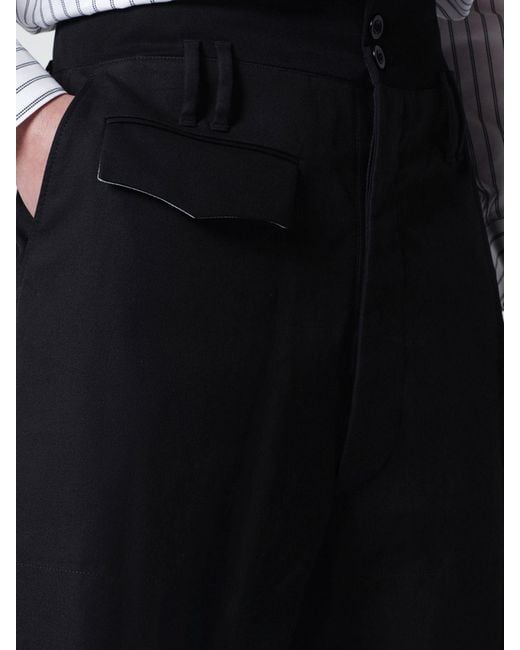 NAMACHEKO Black High-Waisted Tailored Cotton Shorts With Belt Loops for men