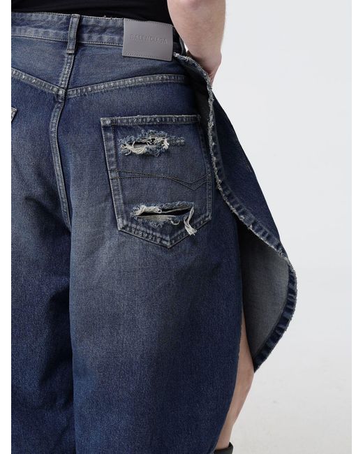Balenciaga Blue Oversized Denim Shorts