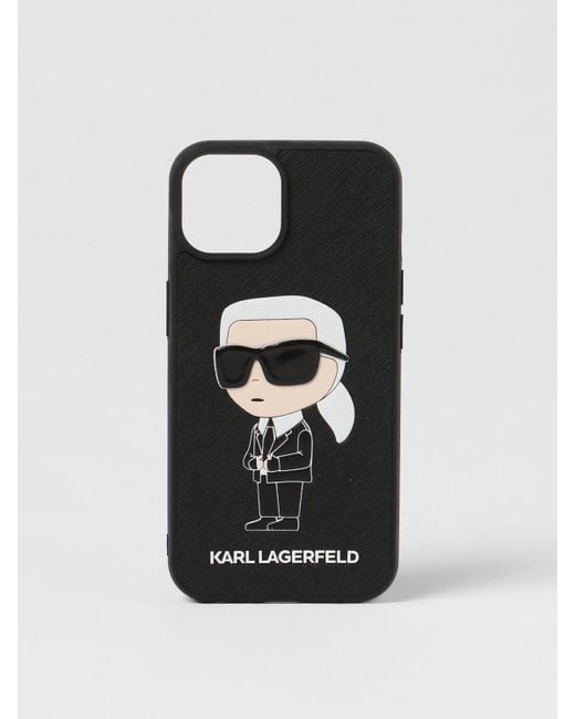Cover in pvc saffiano con logo di Karl Lagerfeld in Black da Uomo