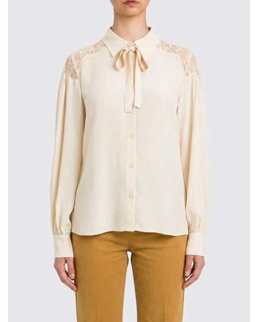 Twinset White Viscose Blend Shirt With Lace Inserts