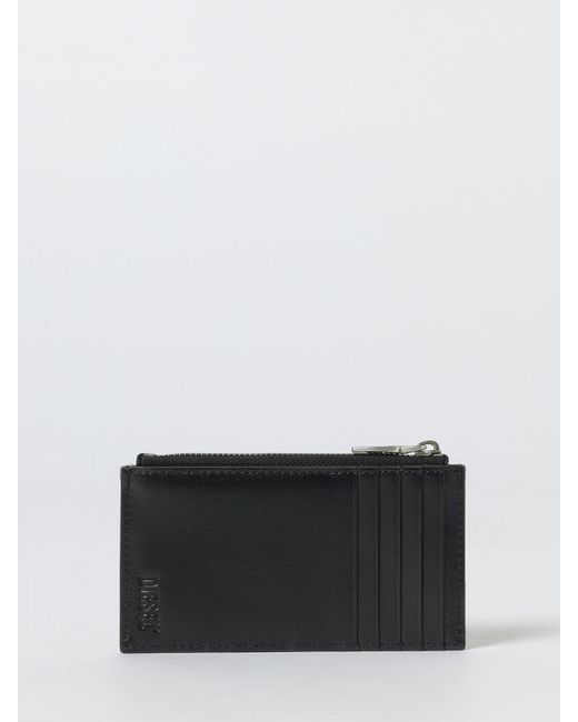 DIESEL Gray Denim And Leather Card Holder