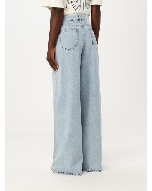 Karl Lagerfeld Blue Wide Leg Jeans With Pleats