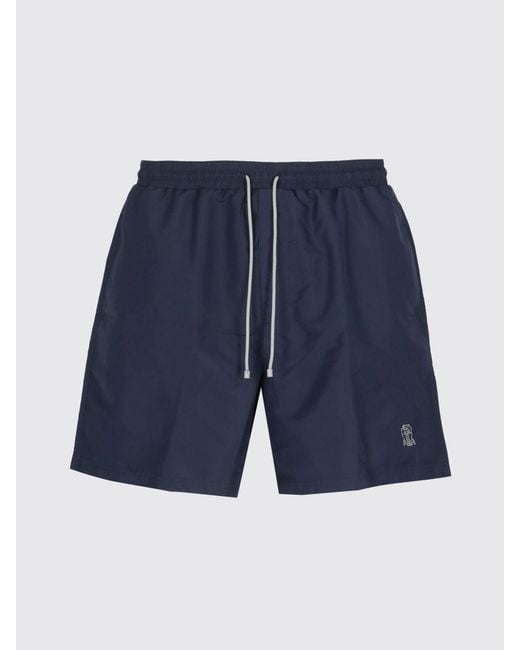 Brunello Cucinelli Blue Polyester Swim Trunks for men