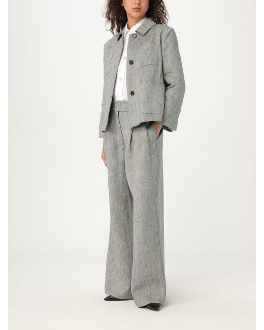 Pantalone classico in lino di Max Mara in Gray