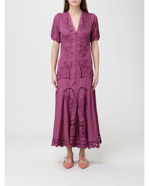 Farm Rio Purple Lenzing Ecovero Richelieu Dress With Embroidery