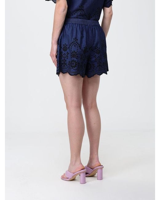 Mc2 Saint Barth Blue Striped Cotton Shorts