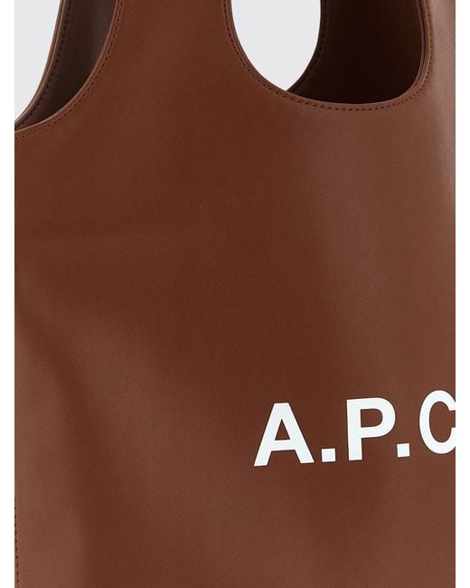 A.P.C. Brown Ninon Synthetic Leather Tote Bag With Double Handle And Printed Logo for men