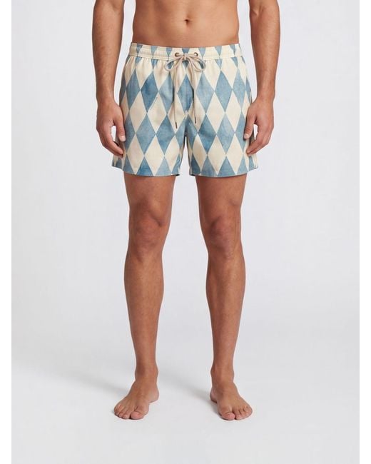 Ballantyne Blue Printed Polyester Swimsuit for men