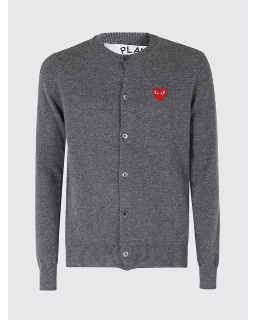 COMME DES GARÇONS PLAY Gray Comme Des GarÇ Ons Play Wool Cardigan With Logo for men